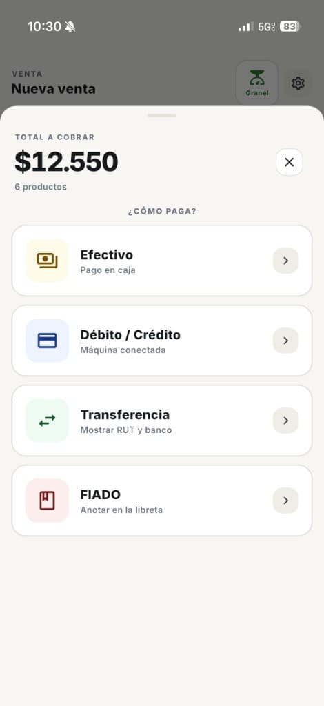 Mini-Market Go en la app móvil — Ventas